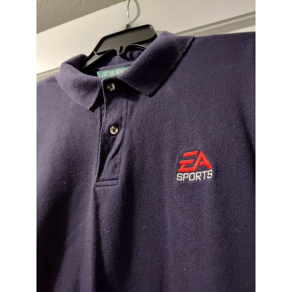 EA Sports Blue Mens XL Polo Embroidered Logo Vintage Outerbanks Gaming Shirt Htf